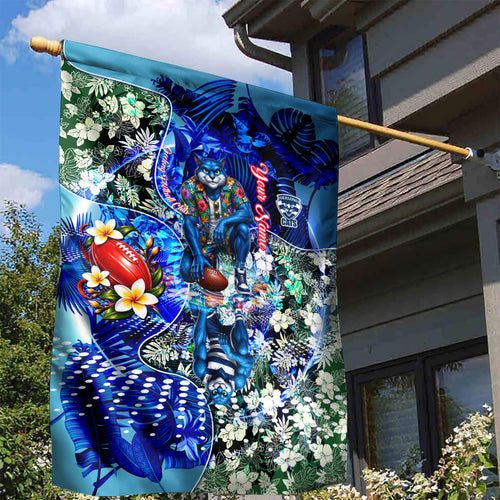 Personalized Geelong Football Cats Garden Flag Tropical Hibiscus Flowers - Pacific Fusion Style