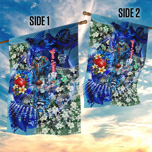 Personalized Geelong Football Cats Garden Flag Tropical Hibiscus Flowers - Pacific Fusion Style