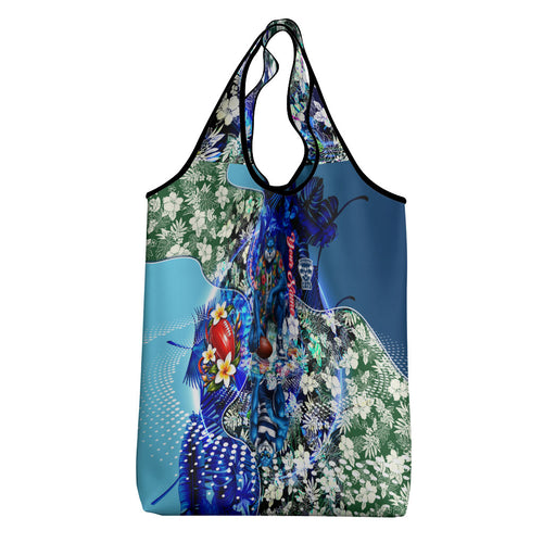 Personalized Geelong Football Cats Grocery Bag Tropical Hibiscus Flowers - Pacific Fusion Style