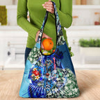 Personalized Geelong Football Cats Grocery Bag Tropical Hibiscus Flowers - Pacific Fusion Style