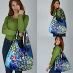 Personalized Geelong Football Cats Grocery Bag Tropical Hibiscus Flowers - Pacific Fusion Style