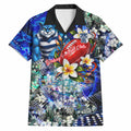 Personalized Geelong Football Cats Hawaiian Shirt Tropical Hibiscus Flowers - Pacific Fusion Style