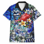 Personalized Geelong Football Cats Hawaiian Shirt Tropical Hibiscus Flowers - Pacific Fusion Style