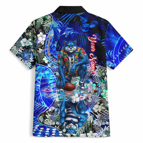 Personalized Geelong Football Cats Hawaiian Shirt Tropical Hibiscus Flowers - Pacific Fusion Style