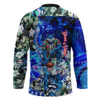 Personalized Geelong Football Cats Hockey Jersey Tropical Hibiscus Flowers - Pacific Fusion Style
