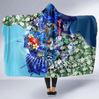 Personalized Geelong Football Cats Hooded Blanket Tropical Hibiscus Flowers - Pacific Fusion Style