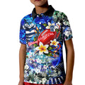 Personalized Geelong Football Cats Kid Polo Shirt Tropical Hibiscus Flowers - Pacific Fusion Style