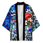 Personalized Geelong Football Cats Kimono Tropical Hibiscus Flowers - Pacific Fusion Style