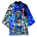 Personalized Geelong Football Cats Kimono Tropical Hibiscus Flowers - Pacific Fusion Style