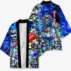 Personalized Geelong Football Cats Kimono Tropical Hibiscus Flowers - Pacific Fusion Style