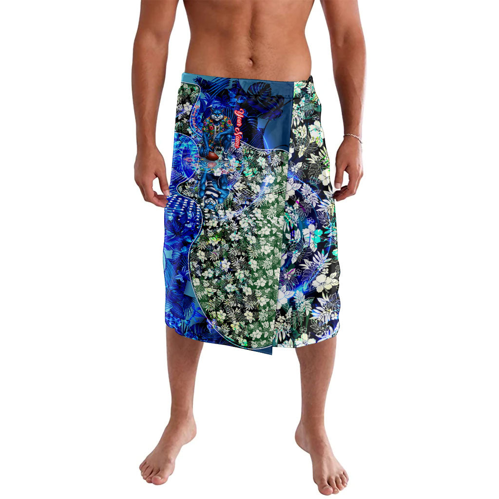 Personalized Geelong Football Cats Lavalava Tropical Hibiscus Flowers - Pacific Fusion Style