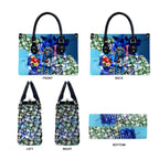Personalized Geelong Football Cats Leather Bag Tropical Hibiscus Flowers - Pacific Fusion Style