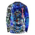 Personalized Geelong Football Cats Long Sleeve Shirt Tropical Hibiscus Flowers - Pacific Fusion Style