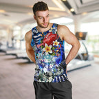 Personalized Geelong Football Cats Men Tank Top Tropical Hibiscus Flowers - Pacific Fusion Style