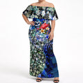 Personalized Geelong Football Cats Off Shoulder Maxi Dress Tropical Hibiscus Flowers - Pacific Fusion Style