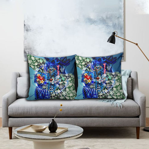 Personalized Geelong Football Cats Pillow Cover Tropical Hibiscus Flowers - Pacific Fusion Style