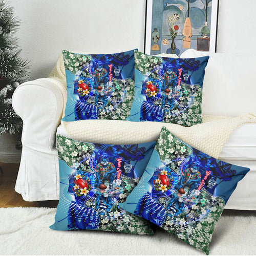 Personalized Geelong Football Cats Pillow Cover Tropical Hibiscus Flowers - Pacific Fusion Style