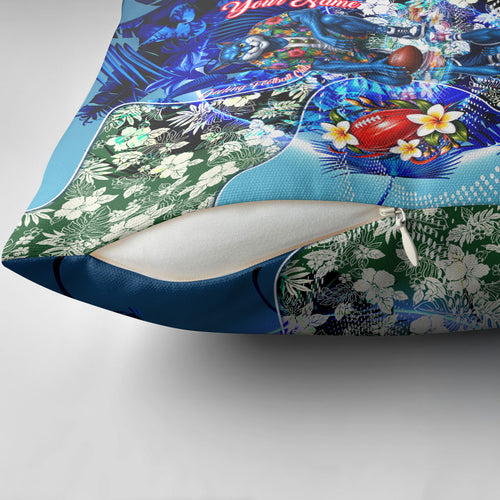 Personalized Geelong Football Cats Pillow Cover Tropical Hibiscus Flowers - Pacific Fusion Style