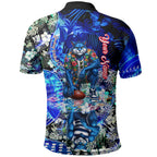 Personalized Geelong Football Cats Polo Shirt Tropical Hibiscus Flowers - Pacific Fusion Style