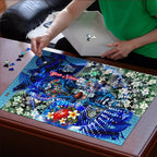 Personalized Geelong Football Cats Puzzle Tropical Hibiscus Flowers - Pacific Fusion Style