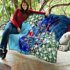 Personalized Geelong Football Cats Quilt Tropical Hibiscus Flowers - Pacific Fusion Style