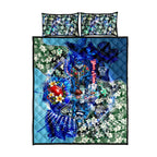 Personalized Geelong Football Cats Quilt Bed Set Tropical Hibiscus Flowers - Pacific Fusion Style