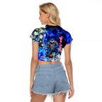 Personalized Geelong Football Cats Raglan Cropped T Shirt Tropical Hibiscus Flowers - Pacific Fusion Style