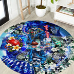 Personalized Geelong Football Cats Round Carpet Tropical Hibiscus Flowers - Pacific Fusion Style