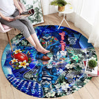 Personalized Geelong Football Cats Round Carpet Tropical Hibiscus Flowers - Pacific Fusion Style
