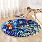 Personalized Geelong Football Cats Round Carpet Tropical Hibiscus Flowers - Pacific Fusion Style