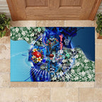 Personalized Geelong Football Cats Rubber Doormat Tropical Hibiscus Flowers - Pacific Fusion Style