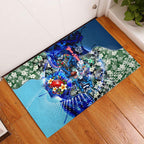Personalized Geelong Football Cats Rubber Doormat Tropical Hibiscus Flowers - Pacific Fusion Style