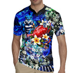 Personalized Geelong Football Cats Rugby Jersey Tropical Hibiscus Flowers - Pacific Fusion Style