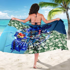 Personalized Geelong Football Cats Sarong Tropical Hibiscus Flowers - Pacific Fusion Style