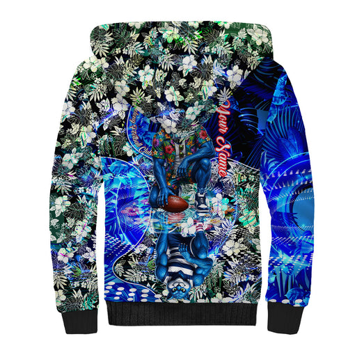 Personalized Geelong Football Cats Sherpa Hoodie Tropical Hibiscus Flowers - Pacific Fusion Style