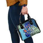 Personalized Geelong Football Cats Shoulder Handbag Tropical Hibiscus Flowers - Pacific Fusion Style