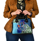 Personalized Geelong Football Cats Shoulder Handbag Tropical Hibiscus Flowers - Pacific Fusion Style