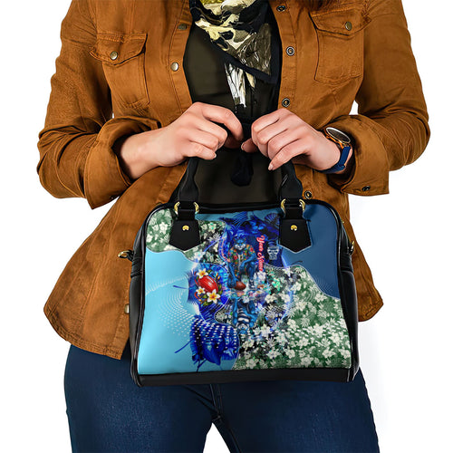 Personalized Geelong Football Cats Shoulder Handbag Tropical Hibiscus Flowers - Pacific Fusion Style
