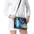 Personalized Geelong Football Cats Shoulder Handbag Tropical Hibiscus Flowers - Pacific Fusion Style