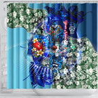 Personalized Geelong Football Cats Shower Curtain Tropical Hibiscus Flowers - Pacific Fusion Style