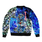 Personalized Geelong Football Cats Sleeve Zip Bomber Jacket Tropical Hibiscus Flowers - Pacific Fusion Style
