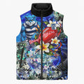 Personalized Geelong Football Cats Sleeveless Puffer Jacket Tropical Hibiscus Flowers - Pacific Fusion Style