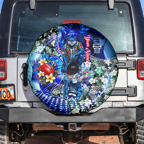 Personalized Geelong Football Cats Spare Tire Cover Tropical Hibiscus Flowers - Pacific Fusion Style