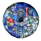 Personalized Geelong Football Cats Spare Tire Cover Tropical Hibiscus Flowers - Pacific Fusion Style