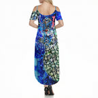 Personalized Geelong Football Cats Summer Maxi Dress Tropical Hibiscus Flowers - Pacific Fusion Style