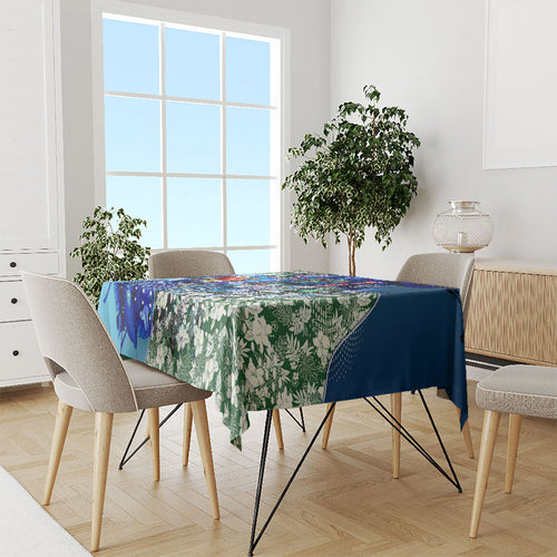 Personalized Geelong Football Cats Tablecloth Tropical Hibiscus Flowers - Pacific Fusion Style