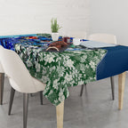 Personalized Geelong Football Cats Tablecloth Tropical Hibiscus Flowers - Pacific Fusion Style