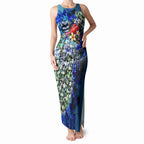 Personalized Geelong Football Cats Tank Maxi Dress Tropical Hibiscus Flowers - Pacific Fusion Style