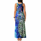 Personalized Geelong Football Cats Tank Maxi Dress Tropical Hibiscus Flowers - Pacific Fusion Style