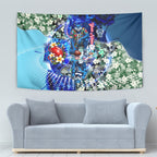 Personalized Geelong Football Cats Tapestry Tropical Hibiscus Flowers - Pacific Fusion Style